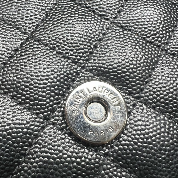 YSL Grain De Poudre Textured Mixed Matelasse Triquilt Monogram Bag Black - Picture 14 of 16